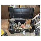 BLACK PLASTIC TRUNK WITH ASSORTED CONTENTS, ALLEN