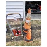 GROUP INCLUDING SAFETY CONES, FIRE EXTINGUISHERS U