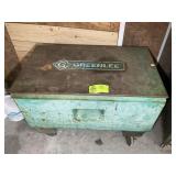 GREENLEE METAL STORAGE BOX ON CASTERS, 32 IN X 19