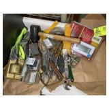GROUP OF ASSORTED TOOLS, MALLET, ADJUSTABLE WRENCH