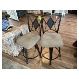 PAIR OF METAL FRAME BAR CHAIRS, SWIVEL, 23 IN SEAT