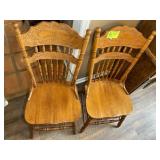 PAIR OF WOODEN PRESSED BACK DINING CHAIRS