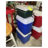GROUP OF 3 COOLERS, COLEMAN AND RUBBERMAID