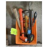 GROUP OF HAMMERS, TAPE MEASURE, ETC