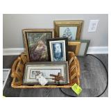 GROUP OF RELIGIOUS THEMED PRINTS, CLOCK