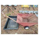 VINTAGE GARDEN CART AND PLASTIC TUB