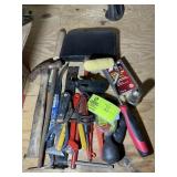 ASSORTED HAND TOOLS, HAMMER, PRY BARS, ETC