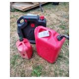 GROUP INCLUDING GAS CANS AND OIL DRAIN JUG