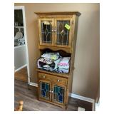 4 DOOR ONE DRAWER WOODEN HUTCH, 30 IN X 17.5 IN X