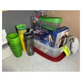 MISC GROUP INCLUDING PLASTIC STORAGE CONTAINERS, A