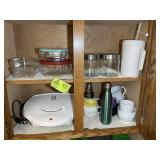 CONTENTS OF CABINET, GLASS CANISTERS, GLASS BOWLS