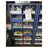 BLUE 12 BIN BOLT BINS WITH CONTENTS, SCREWS, BOLTS