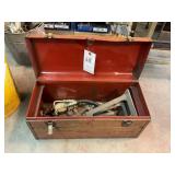 RED TOOL BOX WITH MISC ITEMS