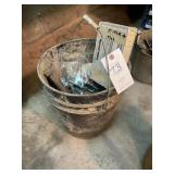 BUCKET WITH MISC BOLTS AND HITCH PARTS