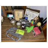 GROUP OF DECORATIVE ITEMS, MIKASA CLOCK, CANDLE HO