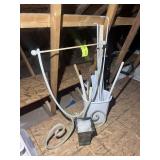 METAL QUILT RACK 41 INCHES TALL AND CURTAIN RODS