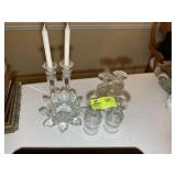 GROUP INCLUDING DECORATIVE CRYSTAL BOWL, CANDLE ST