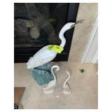 GROUP INCLUDING CRANE FIGURINE 19 IN TALL AND CERA