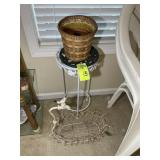 PAIR OF PLANT STANDS, METAL