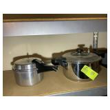 TWO PRESSURE COOKER POTS, 4 QT AND 9 QT