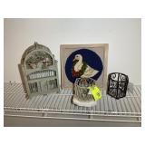 GROUP OF DECORATIVE ITEMS INCLUDING, BIRD CAGE 13