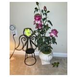 ANGEL CANDLE HOLDER 20 IN TALL AND ARTIFICIAL ROSE