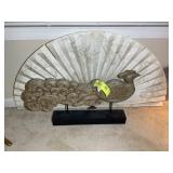 GROUP OF DECORATIVE ITEMS, LARGE FAN 41 IN X 21 IN
