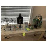 GROUP OF DECORATIVE ITEMS, PLANT STAND, PICTURE FR