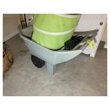 AMES TWO WHEEL GARDEN CART AND COLLAPSABLE BASKET