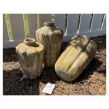 GROUP OF 3 DECORATIVE YARD VASES, 12 IN, 16 IN AND