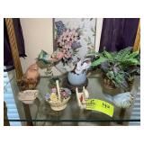 SECOND SHELF INCLUDING DECORATIVE ITEMS, BIRDS, BA