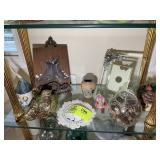 FOURTH SHELF INCLUDING DECORATIVE ITEMS, BIRD, PIC