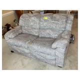 UPHOLSTERED RECLINING LOVE SEAT, APPROX 65 IN LONG