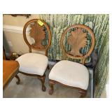 PAIR OF WOODEN FRAMED UPHOLSTERED SEAT DINING CHAI