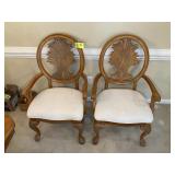 PAIR OF WOOD FRAMED UPHOLSTERED SEAT CAPTAINS DINI