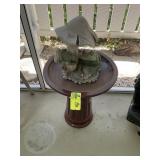 CERAMIC BIRD BATH, 22 IN TALL WITH FROG FIGURINE 1