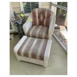 WICKER STYLE ARM CHAIR WITH OTTOMAN