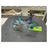 GROUP OF CAST IRON MERMAIDS AND DOG