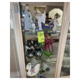 LEFT SIDE TOP OF CHINA CABINET, VASES, FIGURINES,