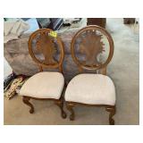 PAIR OF WOODEN FRAMED UPHOLSTERED SEAT DINING CHAI