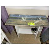 SMALL SHELF WITH BEACH SCENE TOP, 28 IN X 11 IN X