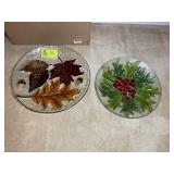 TWO LARGE CENTER PIECE BOWLS, ONE GLUED BACK TOGET