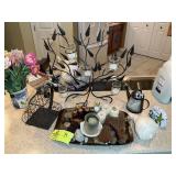 GROUP OF DECORATIVE ITEMS, CANDLE HOLDER, SEA SHEL