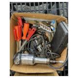 BOX WITH ENGINE RELATED ITEMS, HONES, FILES, ETC