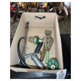 MISC GROUP INCLUDING VINTAGE POTATO MASHER, OILER,