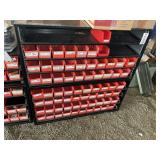 2 FOUR DRAWER METAL PARTS WITH PLASTIC BINS, 41 IN