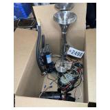 BOX WITH ASSORTED WATER PUMPS AND AIR HORN