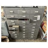 27 DRAWER METAL CABINET WITH MISC CONTENTS, 30.5 I