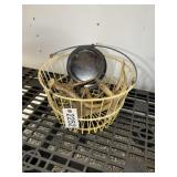 VINTAGE METAL EGG BASKET WITH CONTENTS