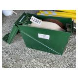 METAL AMMO CASE WITH LEATHER STRAPPING